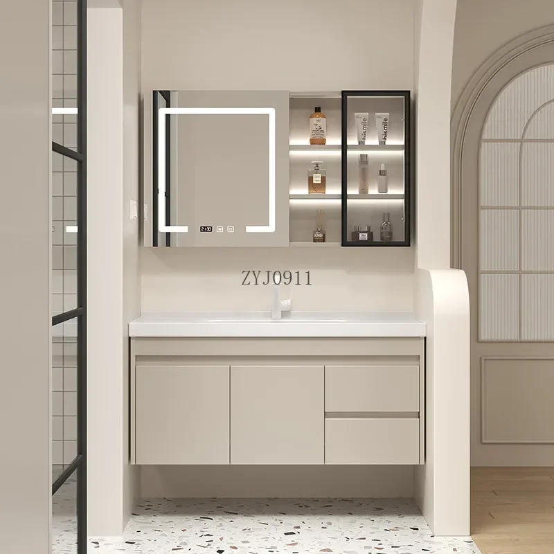 New Light Luxury Bathroom Cabinet Smart Mirror Cabinet Integrated Washbasin Modern Bathroom Sink Vanity