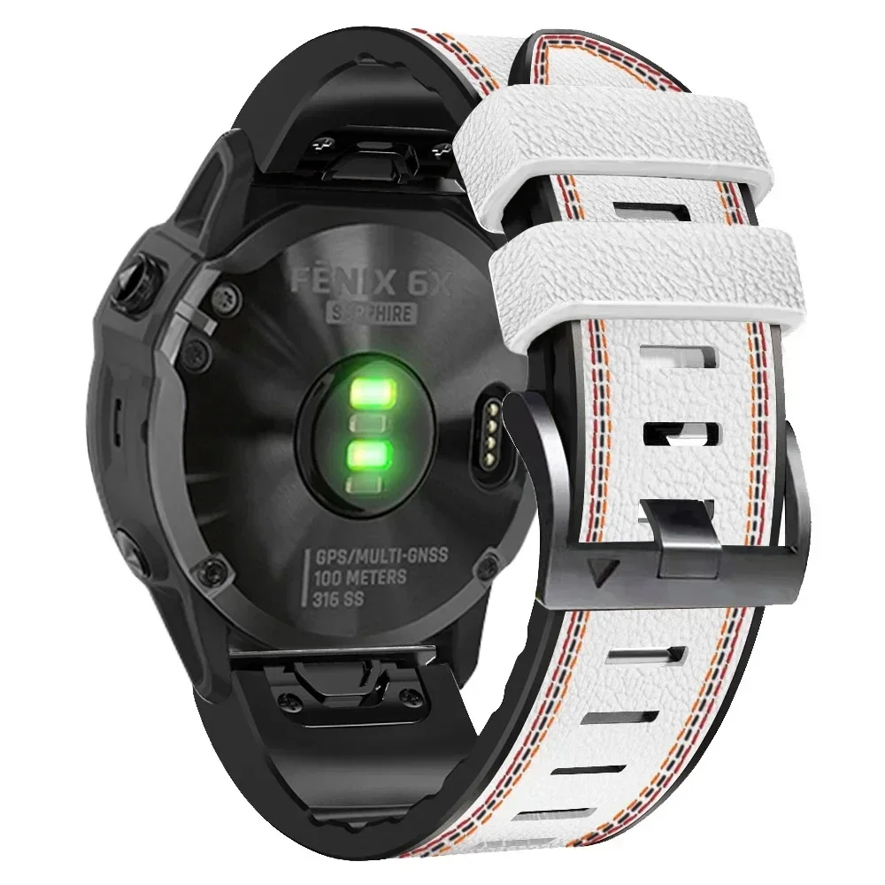 Leather Silicone Hybrid Watch Strap, 26mm - Stylish Replacement Wristband