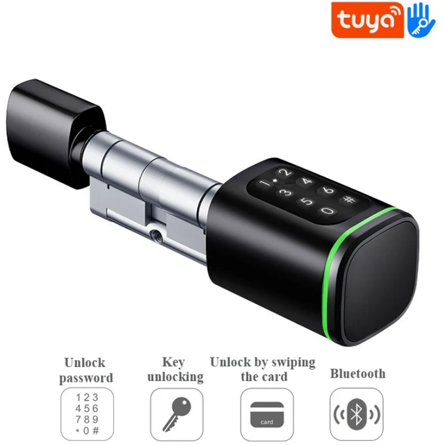 Smart Cylinder Lock With Bluetooth Fingerprint 13.56mhz IC Card Include CR123A Battery Easy Installation 4
