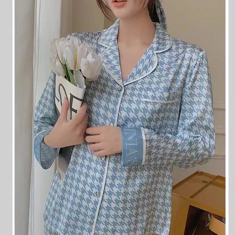 pink ensemble femme 2 pièces pajamas 2022 new silk pijamas long sleeves pyjamas sets womens outfits high quality sleepwear XXL