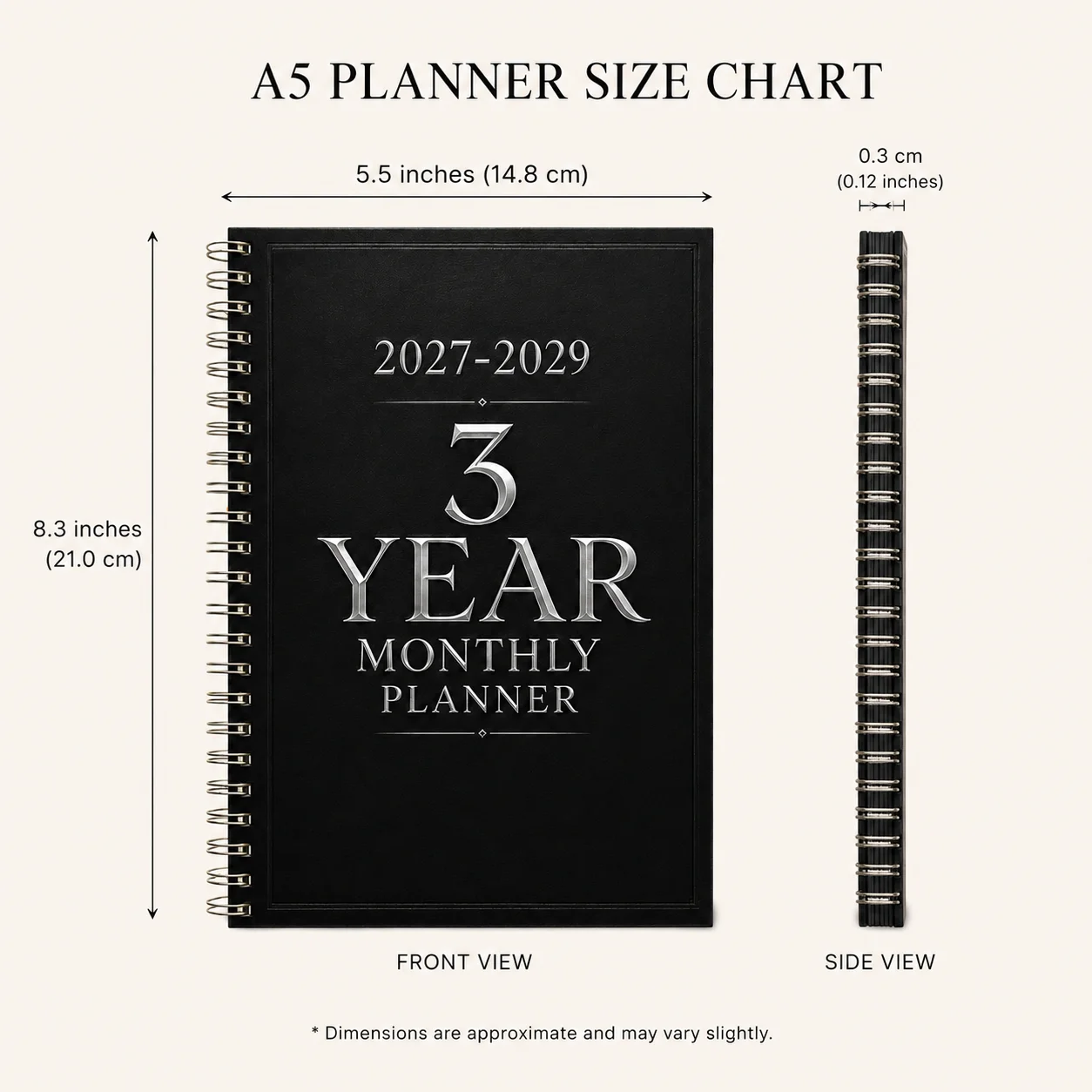 Agenda Mensile 2027-2029, Planner a Spirale A5, Organizer Minimalista per Obiettivi, Appuntamenti e Pianificazione a Lungo Termine - immagine 6