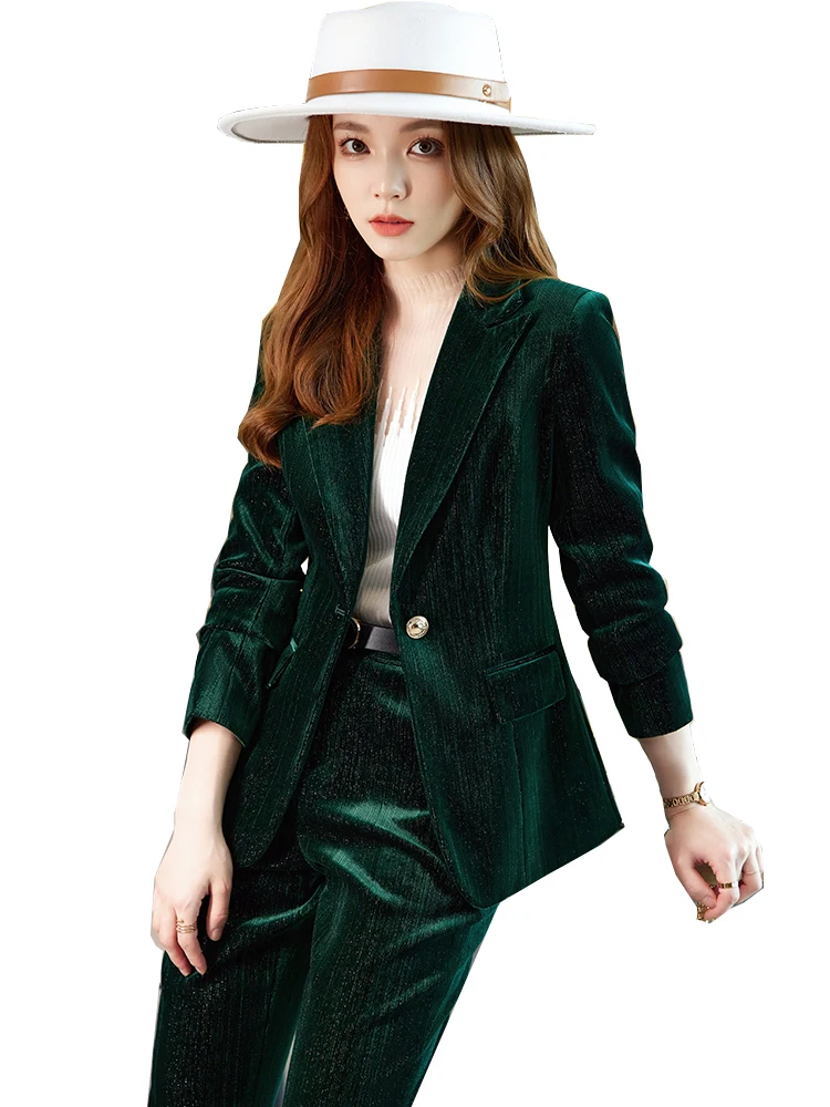 

Autumn Winter Women Pant Suit Office Ladies Formal Business Work Wear Blazer And Trouser Female Long Sleeve Solid 2 Piece Set