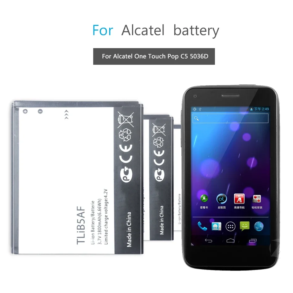 Batteria Tlib5Af Per Alcatel One Touch Pop C5 Ot 5036 5036D 5037 5037D Batteria Agli Ioni Di Litio Sostitutiva 1800Mah + Numero Di Tracciamento