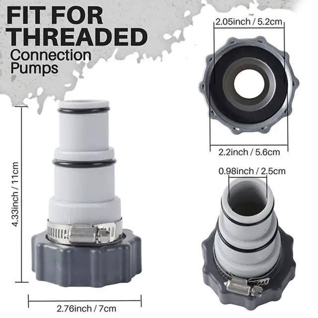 Medence Tömlő Adapter Gallér Menetes Csatlakozó Szivattyúkon Konvertálás 1,5/1,25 Hüvelykes Tömlők Frissítése Szűrő Cseréje - Image 5
