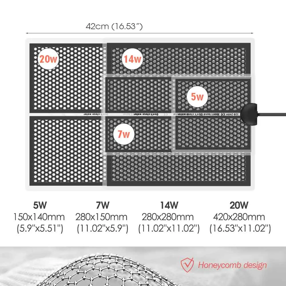 5-20W Reptile Heat Mat Plants Heating Pad with Temperature Control Indoor Garden Greenhouse Seedling Aquarium Terrarium Heater