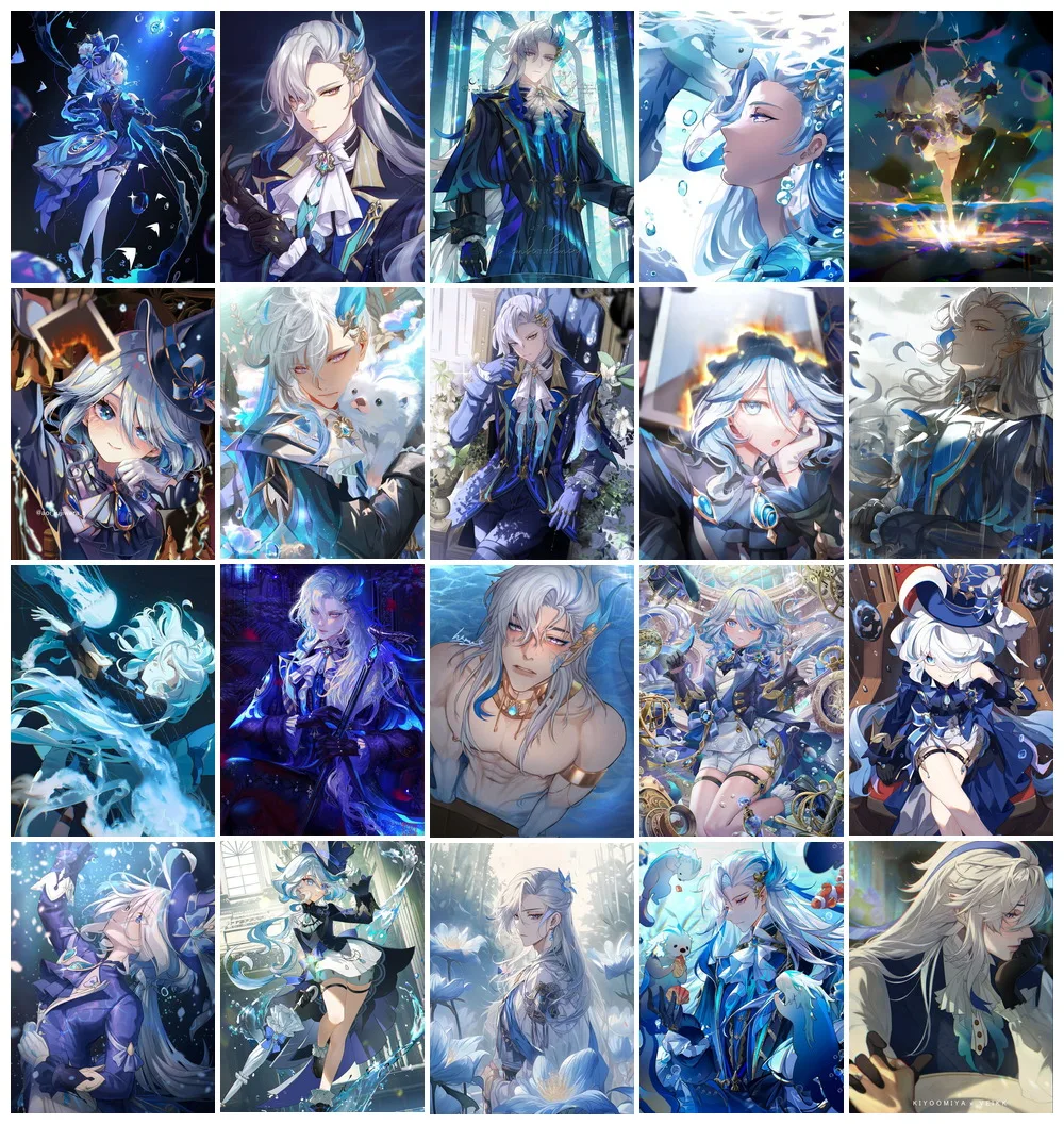 Genshin Impact Neuvillette Focalors 5D Diamond Painting Game Character Mosaic Cross Stitch Kit Diamond Embroidery Room Decor diamond painting diamond painting accessories