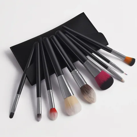 Brushes 9Pcs Eyeshadow Blending Eyebrow Synthetic Bristles Lipsticks Powder Make Up Brushes Bag pincel maquiagem Kit