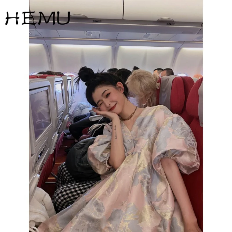 

Женское винтажное Цветочное платье Hemu, свободное повседневное элегантное мини-платье в Западном и корейском стиле, Новинка лета 2021
