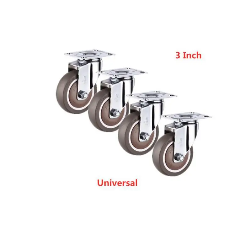 

4 Pcs 3 Inch Universal Caster Rubber Mute Light Furniture Medical Shelf Ventilator Wheel