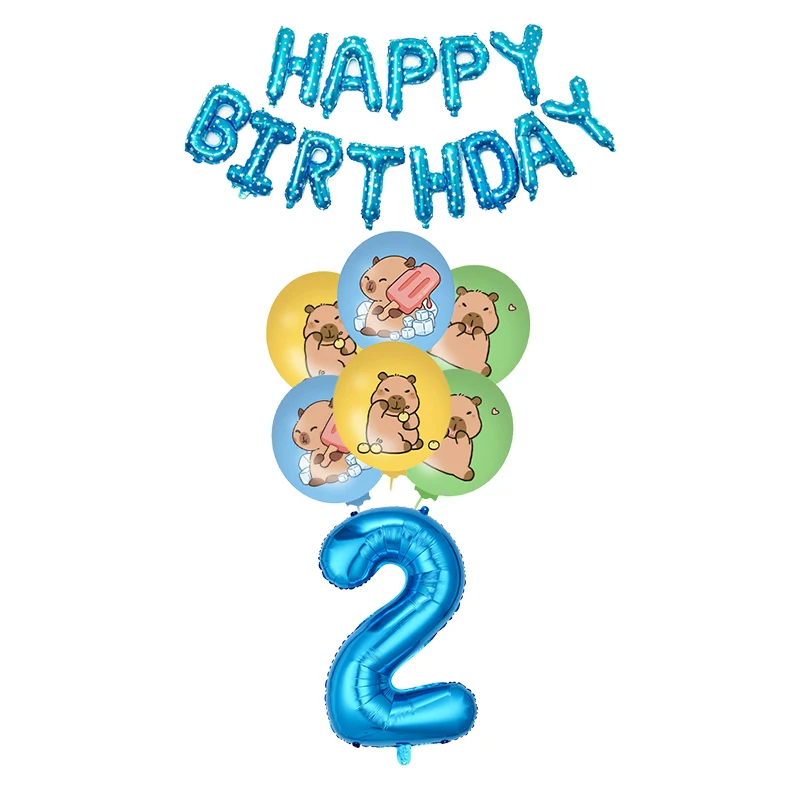 Capybara Geburtstag Party Dekoration Cartoon Tier Einweg Geschirr Set PVC Stroh Party Liefert Banner Ballon Hintergrund Kinder – Detail 23