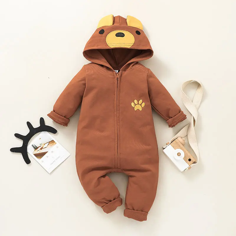 

2023 Cross border Newborn Clothing New Baby Cartoon Cute Zipper Shirt Wrap Bottom Coat Creeper Autumn Baby