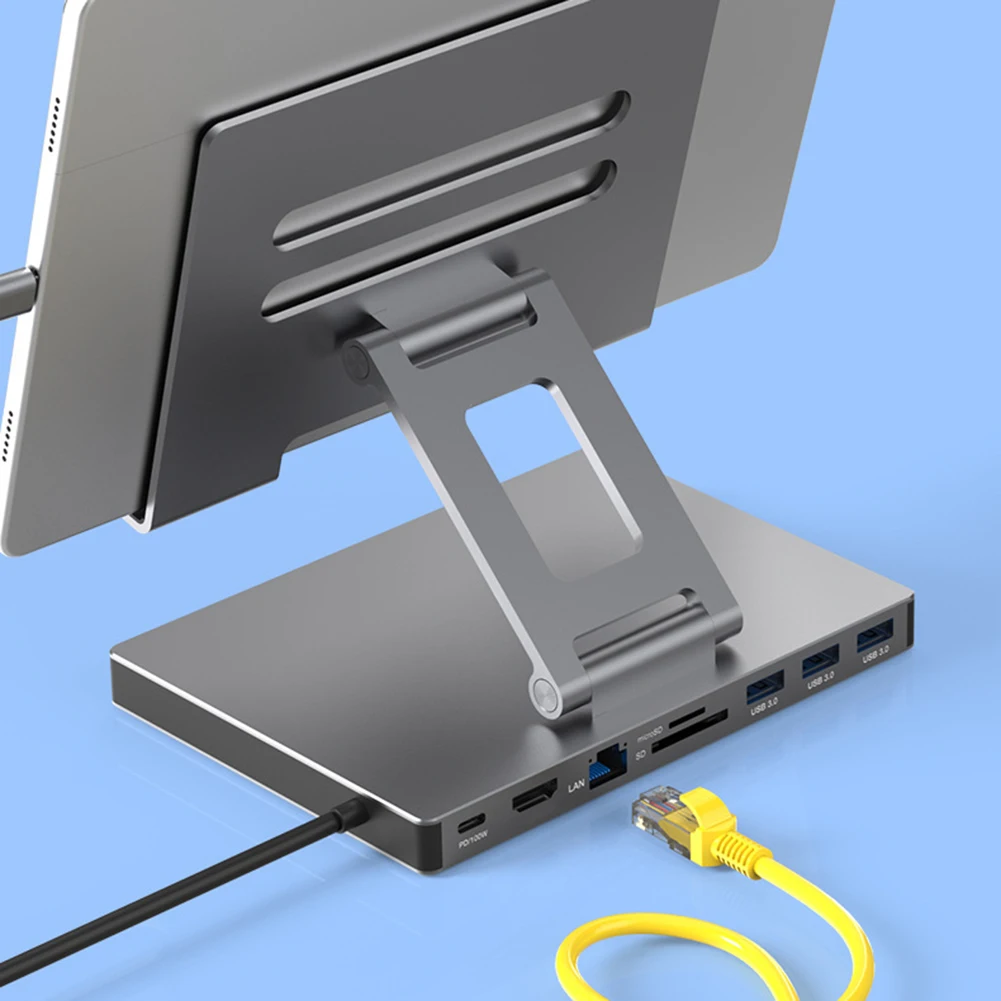 C 타입 도킹 스테이션, 알루미늄 합금 모바일 브래킷 허브, PD USB3.0 스탠드, 5Gbps SD TF 슬롯, 기가비트 이더넷