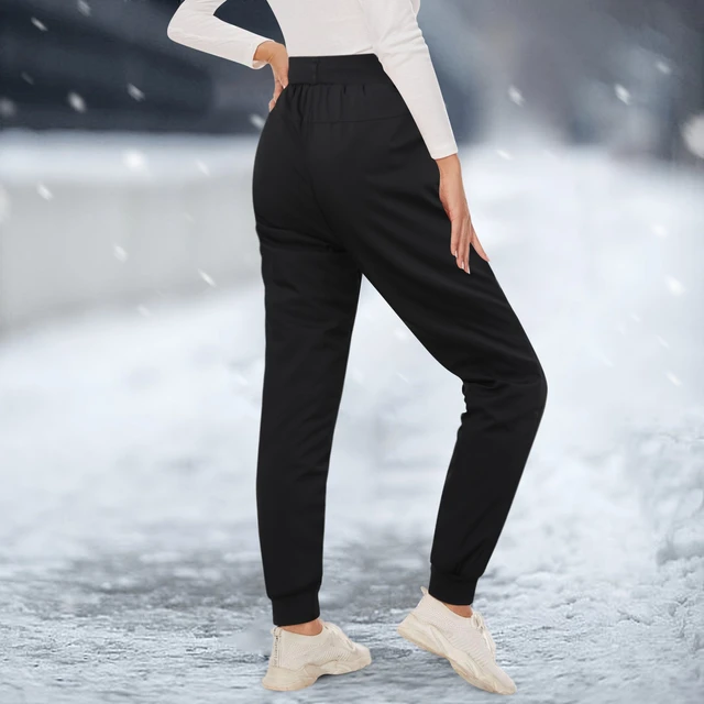 Brushed Lined Sweatpants Women'S Jogging Cotton Pants With Pockets High  Waist Warm Winter Thermal Pants Fleece Lamb Sweatpant - AliExpress