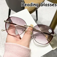New Gradient Reading Glasses Unisex Women Anti Blue Ray Presbyopia Sunglasses Ladies PC Lens Frame Hyperopia Frameless Eyewear 1