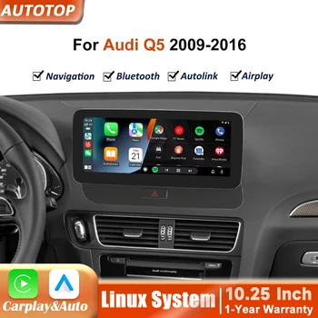 Radio para Auto con Sistema Inteligente de 10.25 Pulgadas, Linux, CarPlay Inalámbrico y Android Auto para Audi Q5 2009-2016, Estéreo, BT, GPS, Navegador, Autoradio 1