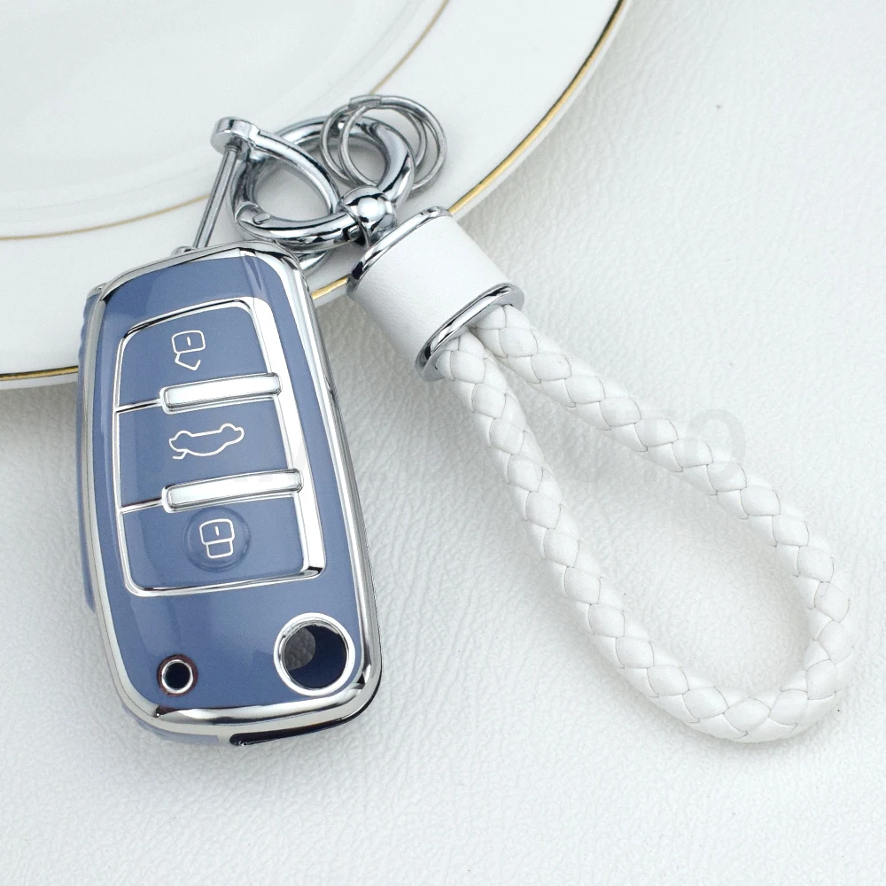 Key Case Cover Key Case Flip Key Fob Shell Car Key Shell For Audi A1 A3 A6 A6L Q2 Q3 Q7 TTS R8 S6 RS3 Protector TPU Car Flip Key Case Cover Shell Fob Keychain Auto Accessories