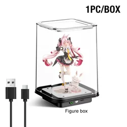 Clear Acrylic Dustproof Display Case for Blind Box Collectibles (Black)