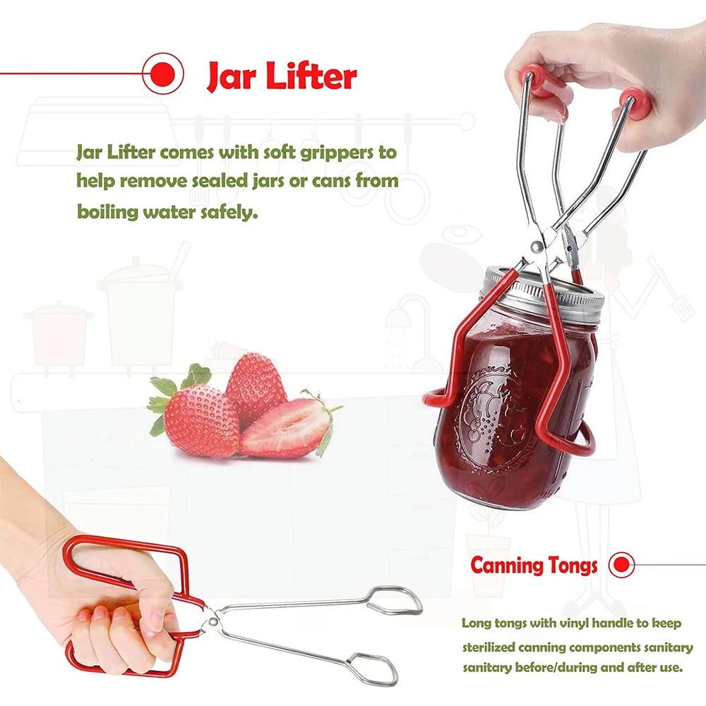 LMETJMA Canning Supplies Canning Kit Essential Canning Tools Set Included Canning Jar Lifter Canning Funnel Bubble Popper 4