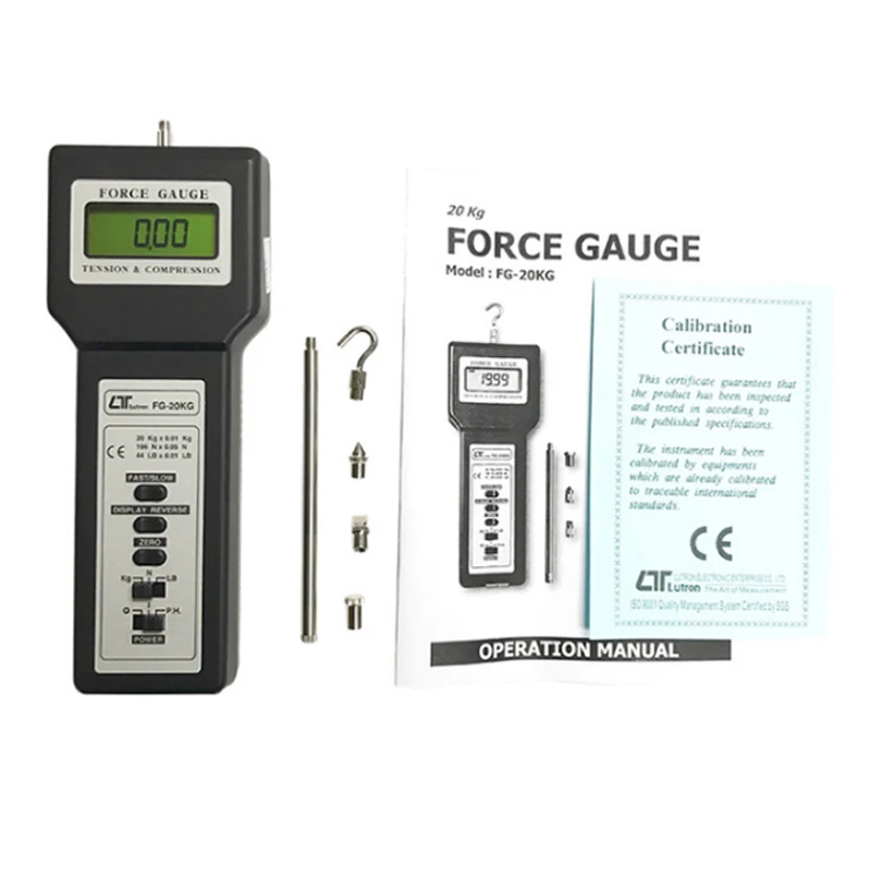 LUTRON FG-20KG 포스 게이지 휴대용 디지털 디스플레이 20kg 정밀 푸시-풀 힘 측정기 FG20KG