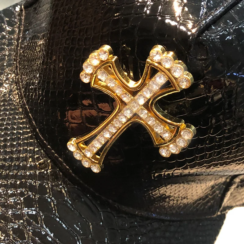 Leather hip hop hat street personality fashion play cool baseball cap stage show hip hop dance unisex flat brim