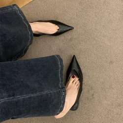 Leopard Women's Elegant Pointed Toe Slingback Heeled Sandals - 38 (Black)