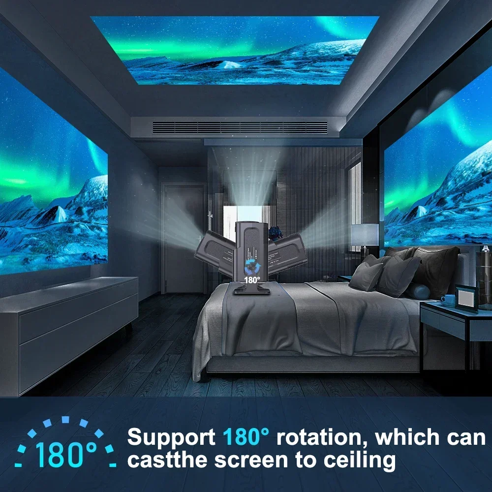Projetor HY320 Android 11 WiFi 6 BT 5.0 390ANSI Allwinner H713 1080P 4K Suporte para casa ao ar livre Mini port&aacute;til laser projector