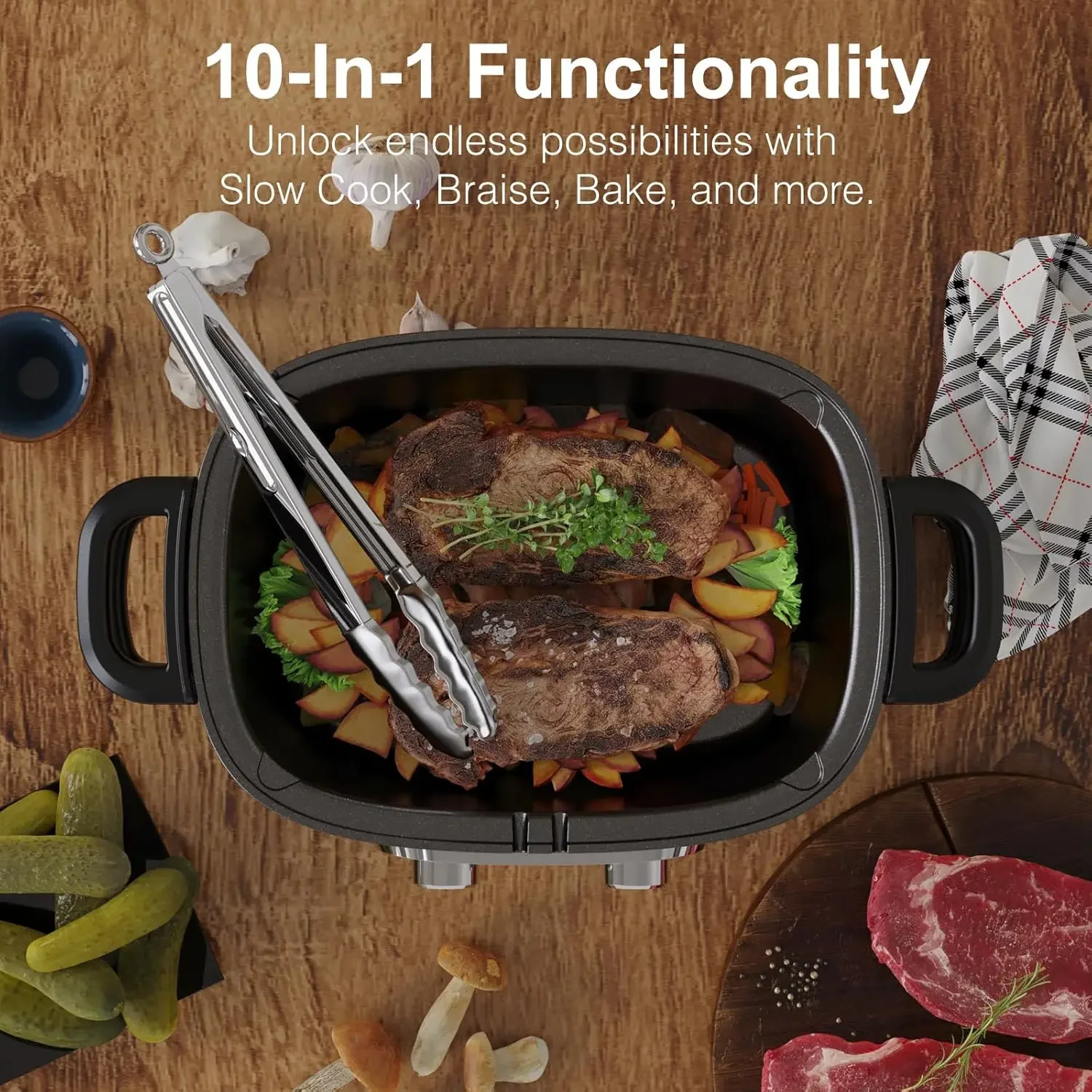 Programmable Slow Cooker with Timer, 6.8 Quart Crock Pot, Presets to Sous Vide, Bake, Sauté, Cook Rice& More, Nonstick Dishwashe 3