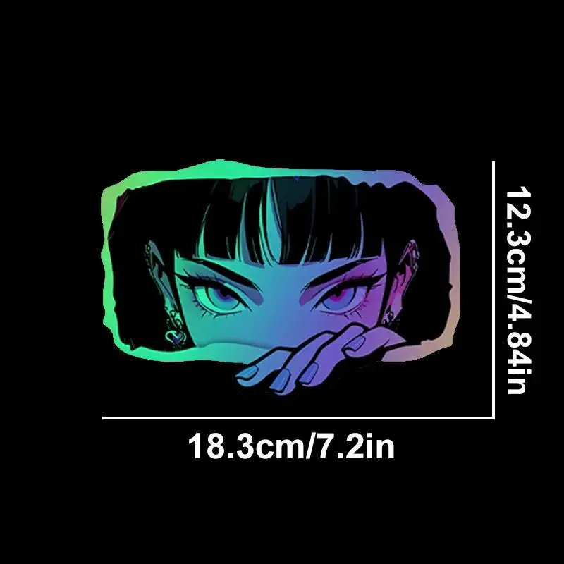 홀로그램 피커 애니메이션 소녀 방수 비닐 스티커 (자동차 백미러, 노트북용)