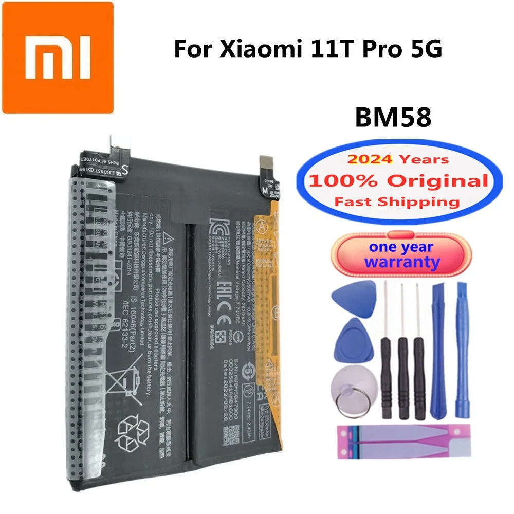 

2024 Years Xiao mi Original Battery BM58 For Xiaomi 11T Pro 5G 11TPro Bateria 5000mAh High Quality Replacement Batteries Bateria