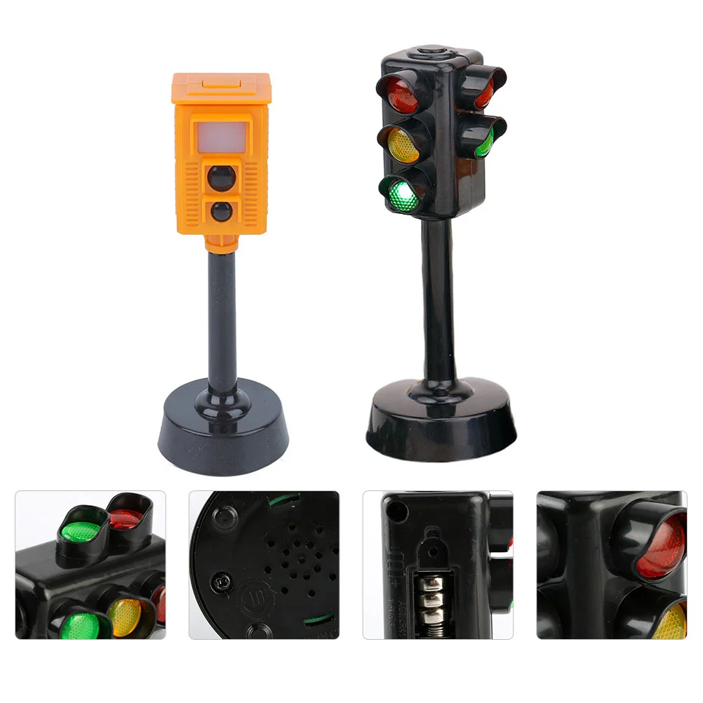 2 Pcs Traffic Light Simulator Model Toys Flashing Signal Lamp Plastic Led Signals Mini Road Signs Children Learning Aids