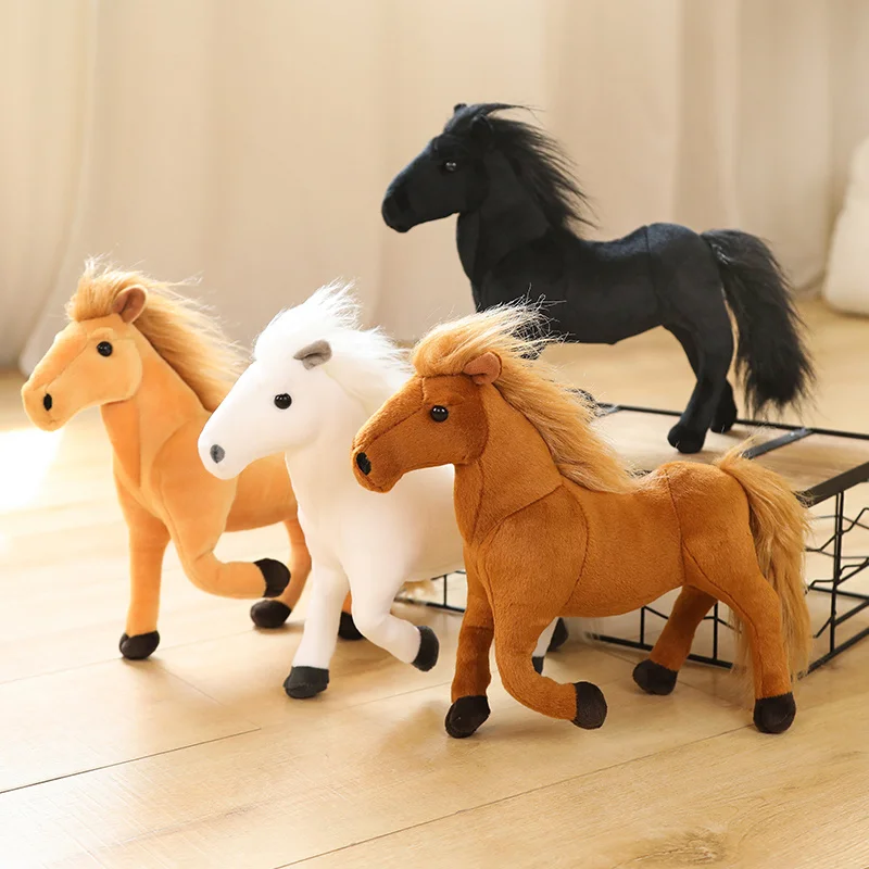 Simulation Horses Plush Toy Stuffed Soft Animal Doll Real Life Horse Pillow Kids Children's Creative Birthday Decor Gifts