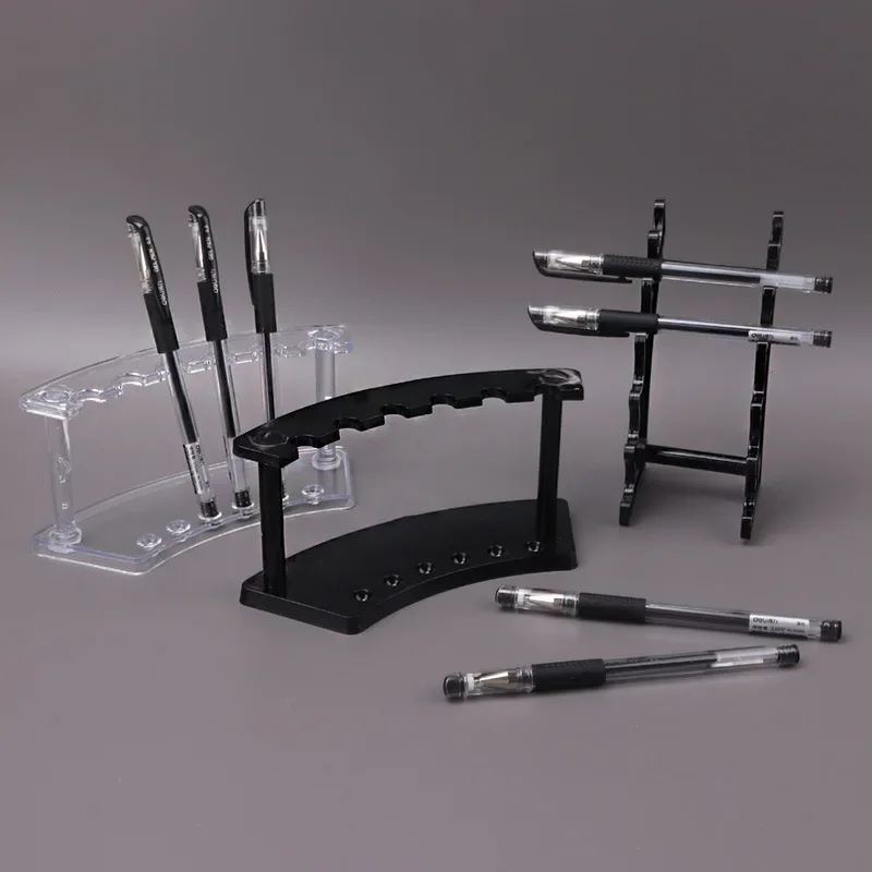 Pen Holder Pen And Brush Holder Desk Organizer Desk Storage Rack Plastic Transparent 6 Slot