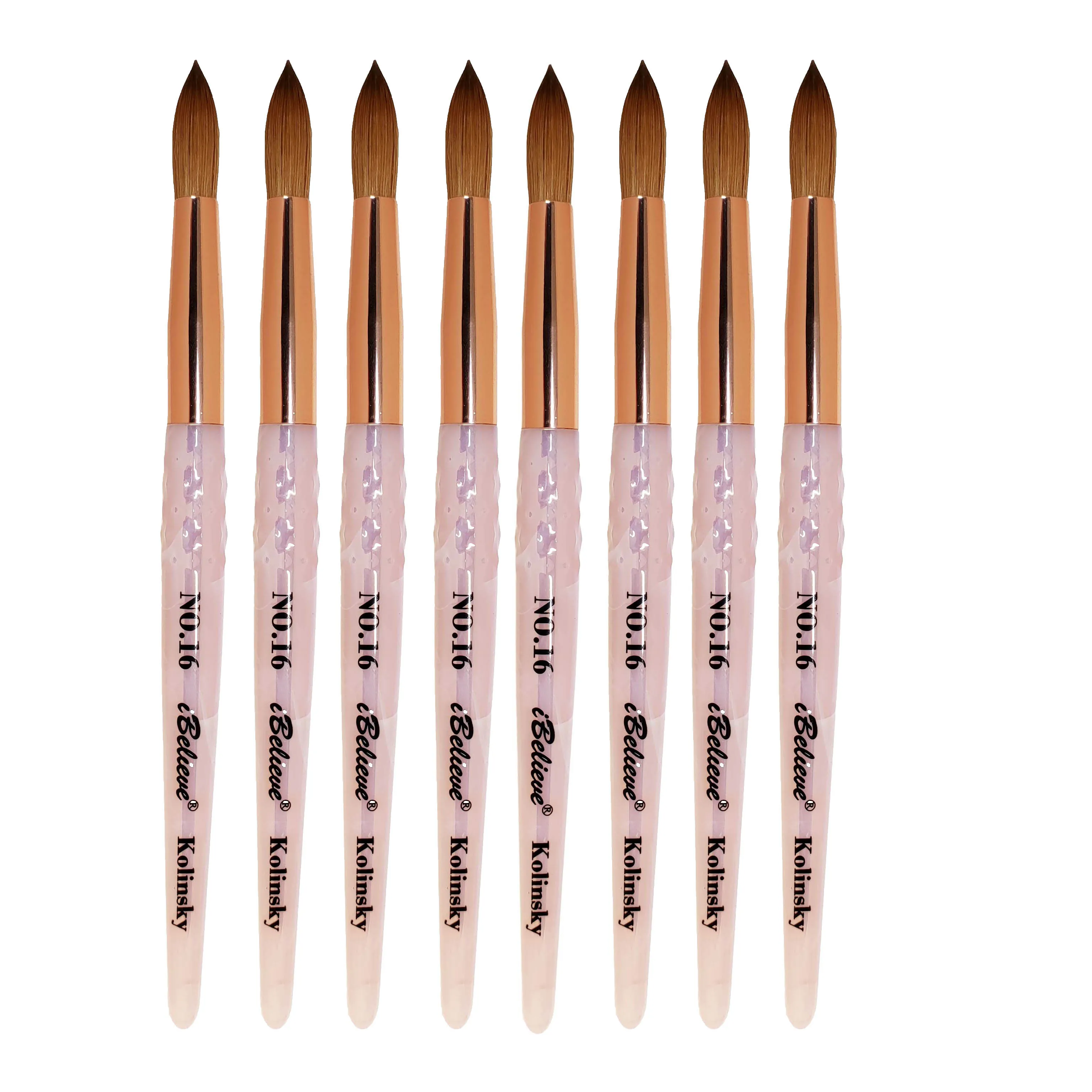 100% Kolinsky Sable Acrylic Nail Brush 1pcs Round Pink Kolinsky Hair Soft And Elastic  Nail Art Brush Wholesale 2