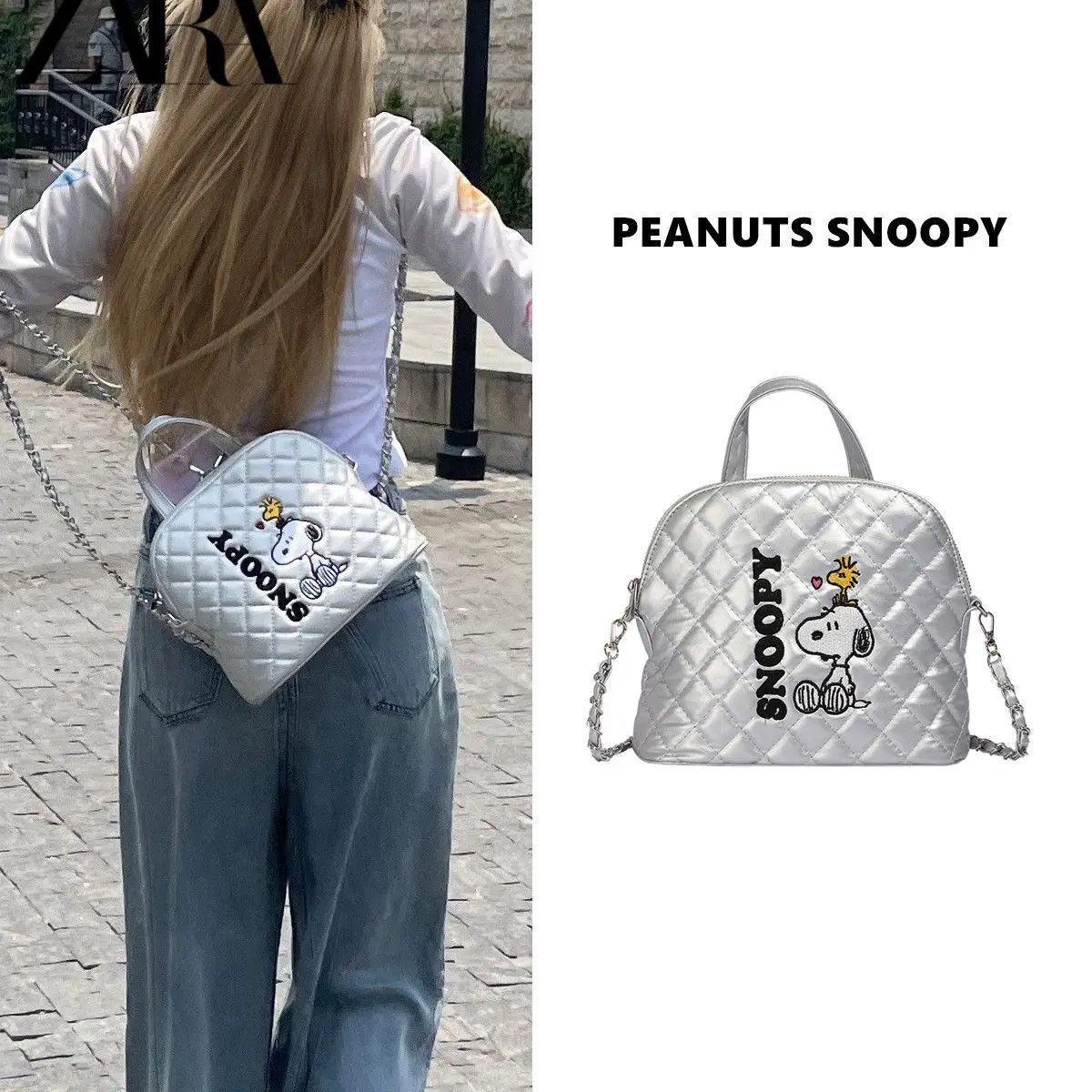 

Kawaii аниме мультфильм серия Snoopy женская сумка новый рюкзак с вышивкой через плечо сумка через плечо с бриллиантами подарок для любимых
