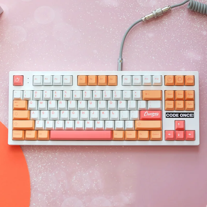 Chaves Gmk Pêssegos n Creme Keycaps Cereja Perfil Pbt Tintura Sublimação Teclado Mecânico para mx Switch 148