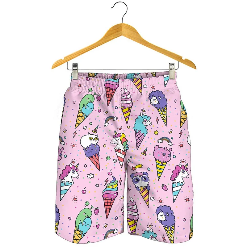 Cartoon Ice Cream Beach Shorts Mens Womens 3d Print Quick Dry Sports Surf Board Shorts Kids Fun Short Pants Y2k Girl