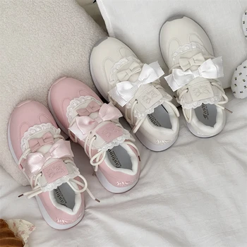 Cute Bow Board Shoes Women 2025 New Versatile Niche Shoes Platform Casual Sneakers 1