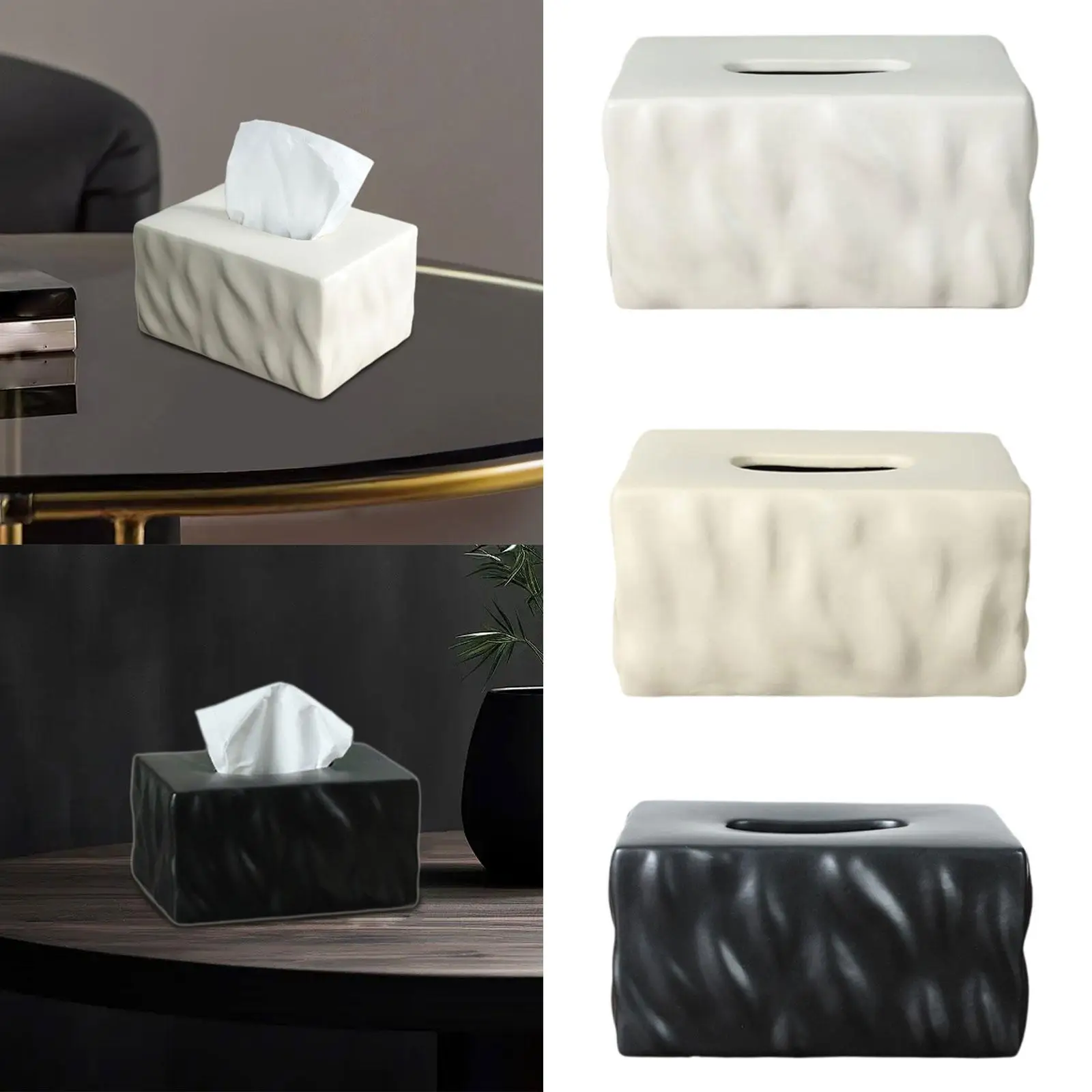 Rectangular Napkin Storage Box Napkin Organizer Cover Ceramic Tissue Box for Desk Office Bedroom Car Restaurant 2