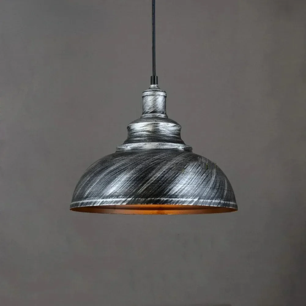 1pcs Hammered Metal Shade, Retro Dome Industrial Design  Pendant Light Fixture - Modern Black Finish Easy Installation