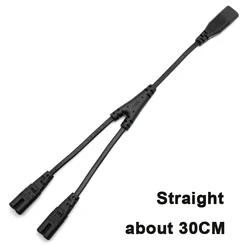Dual Right Angle Female Y - Split Power Cable, 30CM/45CM Length - Black - 1PCS (Straight - 30CM)
