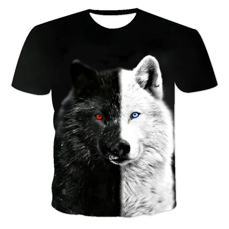 Summer New Wolf Shirt Wolves Shirts Wild Animal 3d Printed Graphic T-shirt Fashion Oversized Male Short Sleeve O-neck Leisuretop cotton shirts T-Shirts