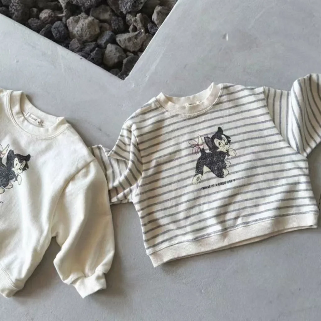 Autumn New Baby Long Sleeve Casual Sweatshirt Cute Cartoon Print Toddler Girl Pullover Cotton Infant Boy Sweatshirt