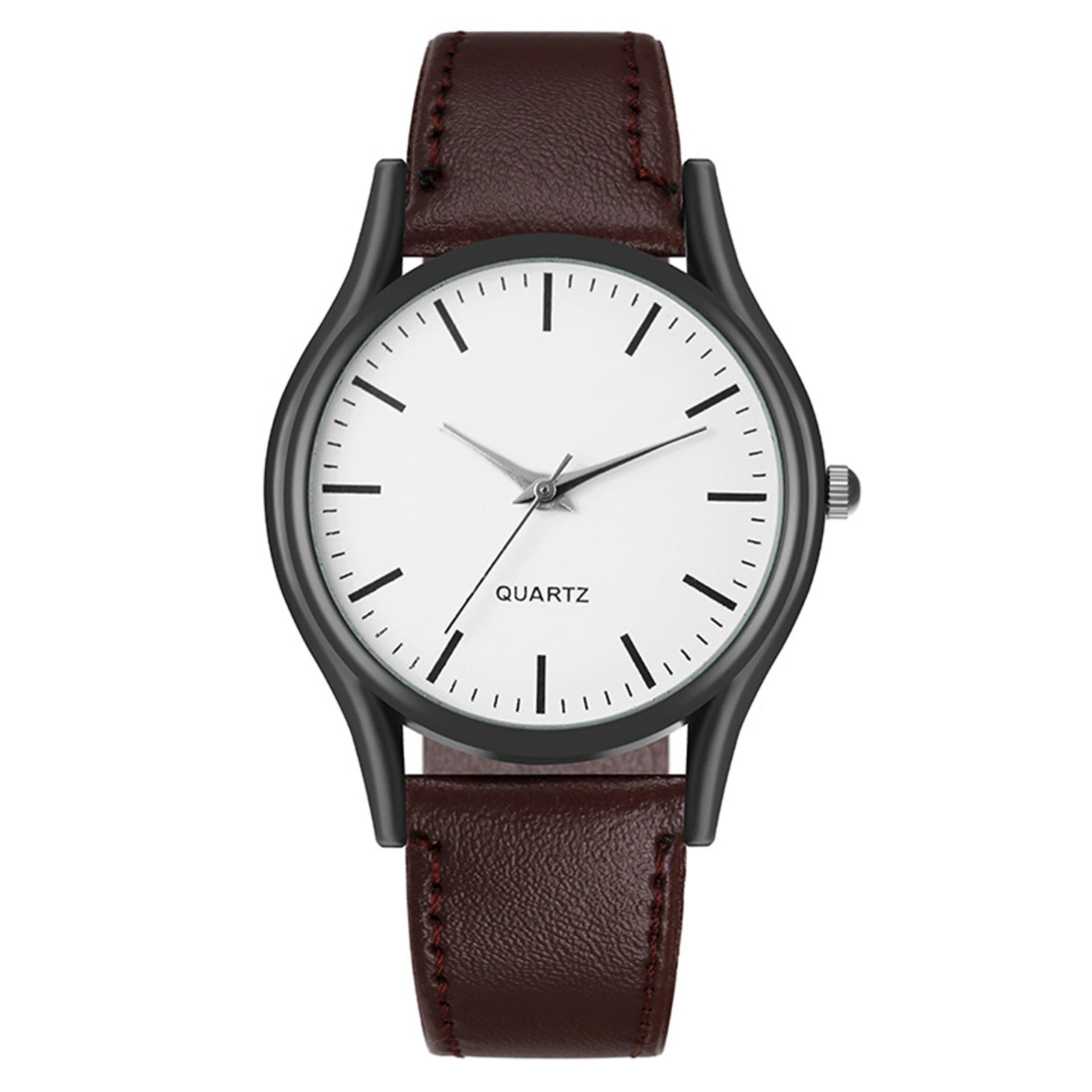 

Valentines Couple Watches Minimalist Round Dial Leather Strap Quartz Wrist Watch Wedding Romantic Gifts