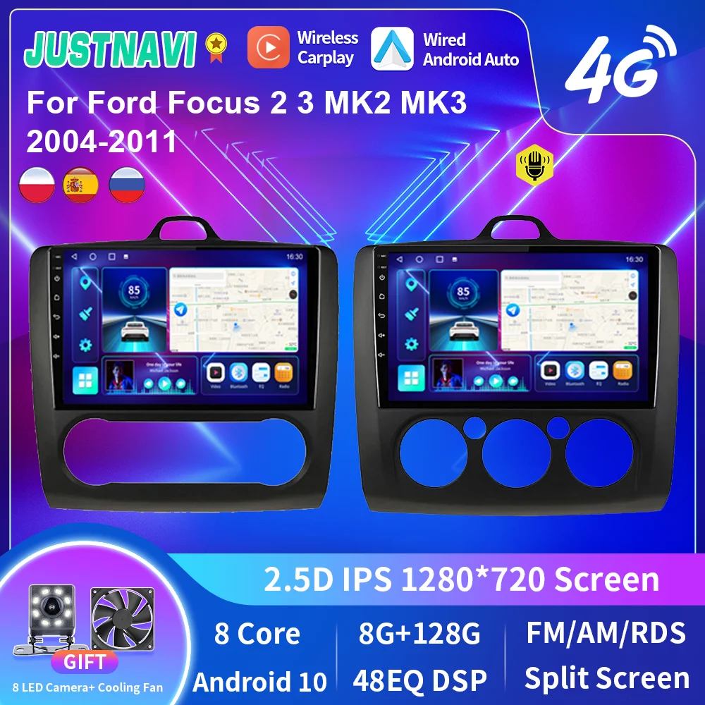JUSTNAVI Car Radio Android 10 0 For Ford Focus 2 3 Mk2 Mk3 2004 justnavi-car-radio-android-10-0-for-ford-focus-2-3-mk2-mk3-2004