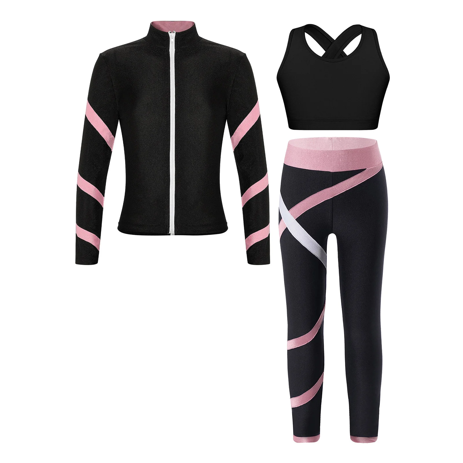 어린이 운동복 스포츠 복장 요가 세트 피겨 스케이팅 어린이 소녀 스포츠 체육복 십대 체조 운동 러닝 복장