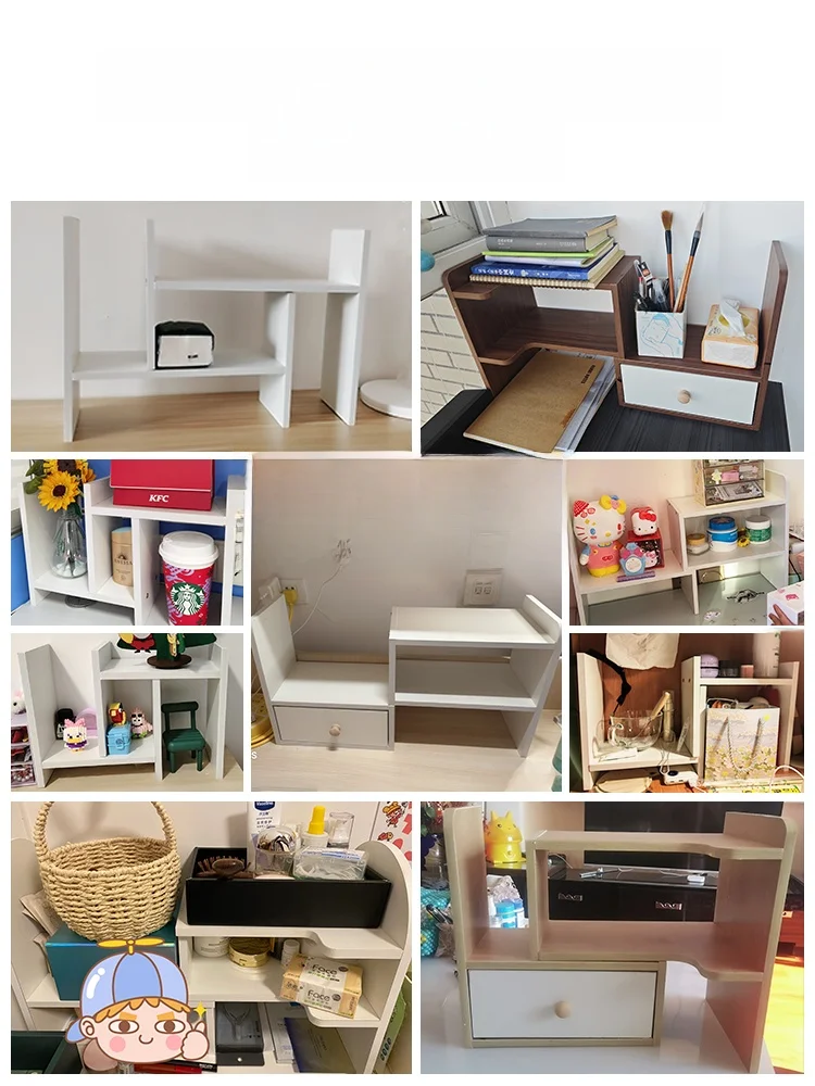 Tieju Desktop Bookelf Corner Storage Ra Student Home Use Multi-layer elf Kitchen Utensil Organizer Wood Material