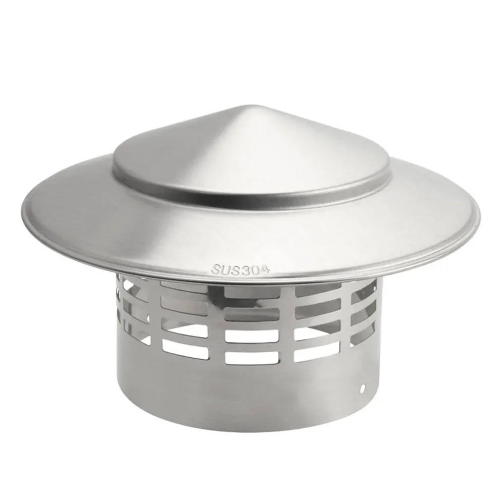 Stainles Steel Chimney Cap Exterior Wall Fresh Air Outlet Roof Pipe Exhaust Hood Ventilation Ducts Vents Cover 75mm 200mm