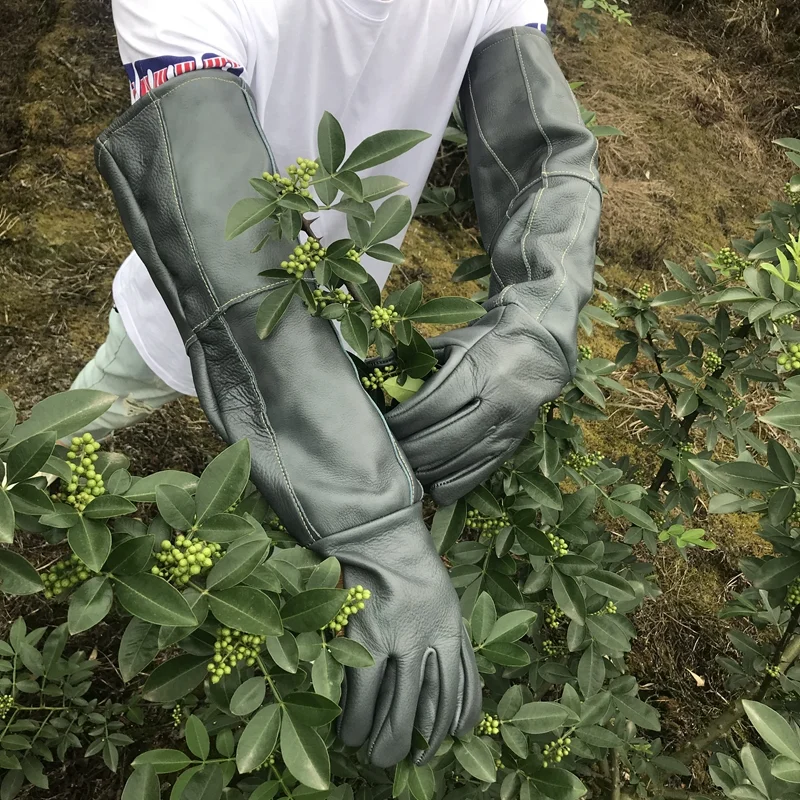 Gants de pêche professionnels cuir vachette imperméables résistants aux perforations jardinage