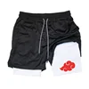 2025 Men's 2 in 1 Workout Fitness Running Anime Print Performance Shorts Athletic Compression with Towel Loop Pockets Gym 3