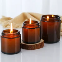 Handmade Glass Cosmetic Jar, Body Lotion Cream Container, Skincare Brown Cosmetic Candles, Aromatherapy, 100g 2